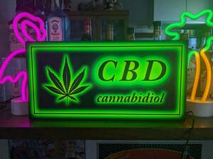 【Lサイズ】大麻 マリファナ ガンジャ CBD オイル ロック ヒップホップ クラブ サイン ランプ 看板 置物 雑貨 ライトBOX 電飾看板 電光看板