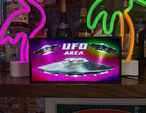 UFO エイリアン 宇宙人 SF オカルト エリア21 未確認飛行物体 ミニチュア サイン 照明 ランプ 看板 置物 雑貨 ライトBOX 電飾看板 電光看板