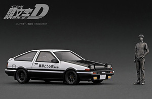 イグニッションモデル 1/43 IG2872 INITIAL D Toyota Sprinter Trueno 3Dr GT Apex(AE86)White/Black With 頭文字D 藤原拓海フィギュア付