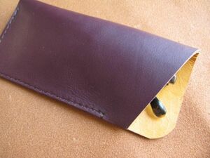 (c64) original leather simple glasses case bordeaux color 