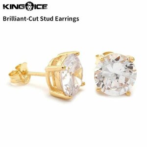 【トップの幅 5mm】King Ice キングアイス ブリリアントカット スタッド ピアス ゴールド Brilliant-Cut Stud Earrings イヤリング メンズ