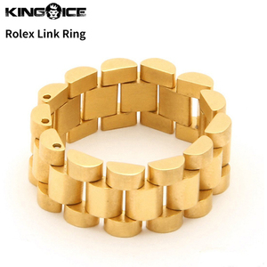 【リングサイズ US7】King Ice キングアイス リング 指輪 ロレックスリンク ゴールド Rolex Link Ring メンズ 男性 アクセサリー