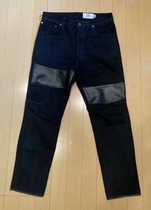 Niche. ニッチ Remake Black Denim Pant's リメイクブラックデニムパンツ サイズM 日本製 made in japan レザー切り替え Leather