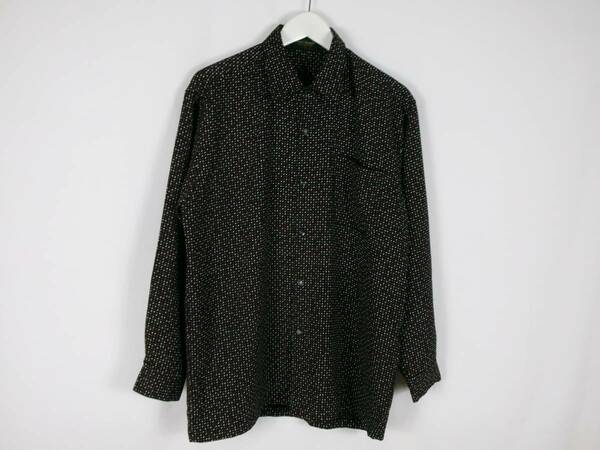 Wood Render 日本製 レトロシャツ パターン 柄 長袖 L ブラック メンズ 中古 /FA