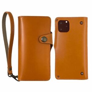 * with strap Tochigi leather iPhone15Pro Max cow leather smartphone case notebook type cover original leather leather Brown made in Japan vo- Noah two wheels *