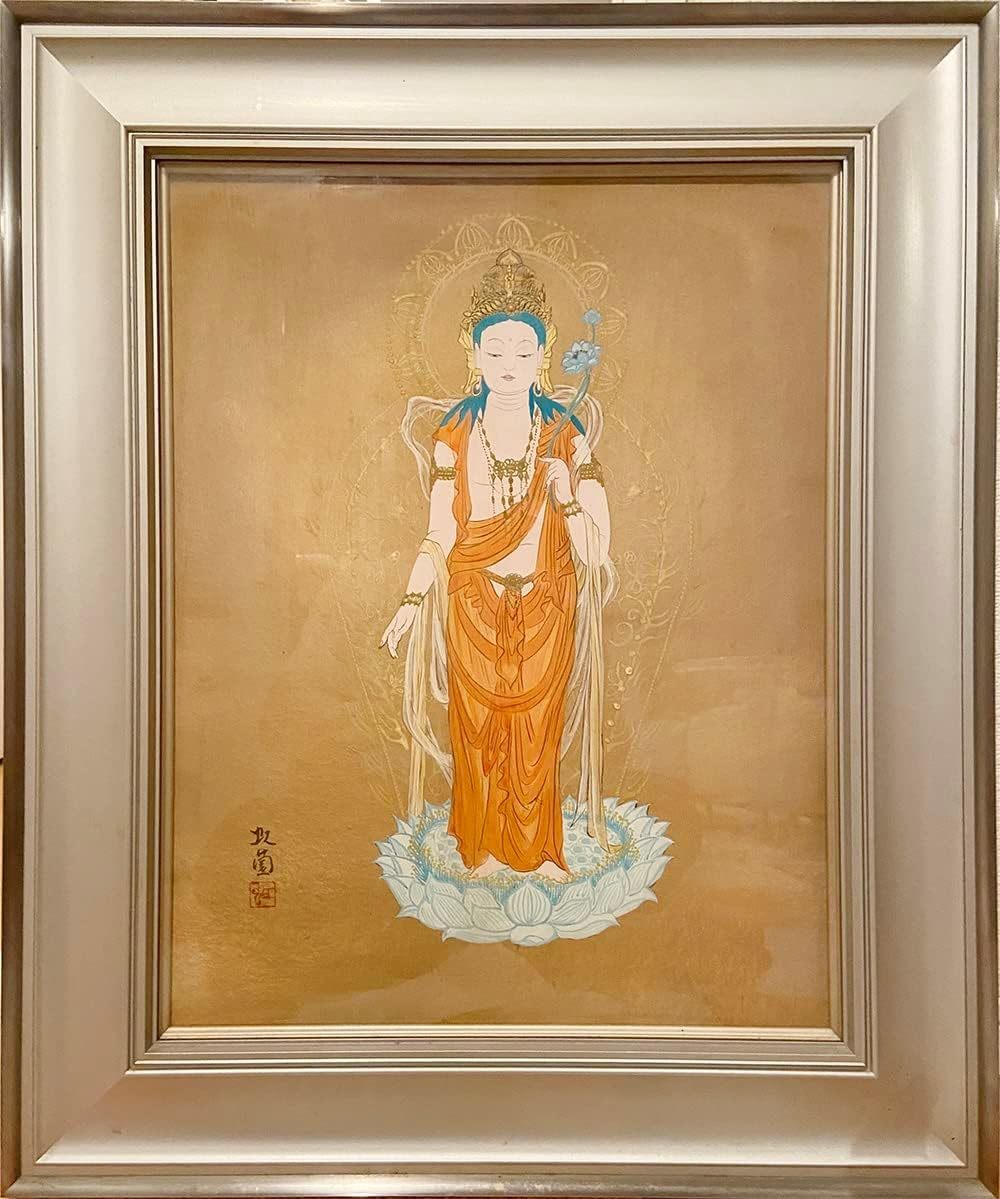 Miraculous Existence 1 piece Framed Framed Collector Hard to obtain Satomi Nijizono St. Kannon Japanese painting Iwasaki No. 10 Good luck Lucky item Original painting Japanese painting, painting, Japanese painting, person, Bodhisattva