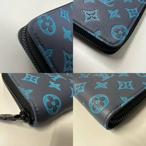 【未使用に近い】ルイヴィトン Louis Vuitton モノグラム ジッピーウォレット・ヴェルティカル M82322 カーフレザー ブルー 正規品保証の画像4