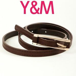 レディースベルト Y&M ベルト 合成皮革 スリムベルト 極細ベルト ワイアンドエム