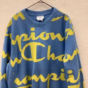 Champion REVERSE WEAVE チャンピオン リバースウィーブ スウェット トレーナー スカイブルー 総柄 size M 75570