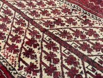イラン産 バルーチ 149×79cm クリーニング済 トライバルラグ ウール 赤系 手織り絨毯 カーペット ラグ 羊毛 ペルシャ絨毯 441_画像5