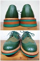 【未使用/ポールスミス別注】英国製 Tricker's/トリッカーズ クレイジー ウィングチップ UK7 Fit.5 25.5cm相応 グリーン 緑/クロケット_画像6