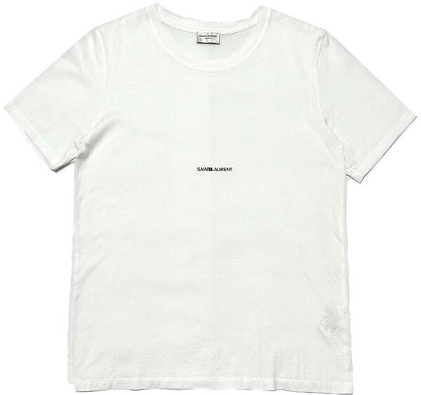 正規品 定価5.5万 SAINT LAURENT PARIS FRONT LOGO Tシャツ S 白 サンローランパリ フロントロゴ半袖Tシャツ 本物