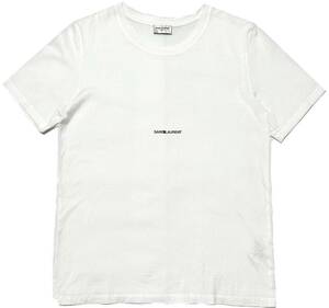 正規品 定価5.5万 SAINT LAURENT PARIS FRONT LOGO Tシャツ S 白 サンローランパリ フロントロゴ半袖Tシャツ 本物