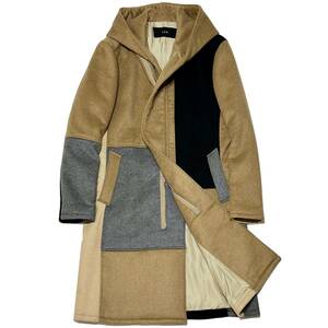 AKM CRAZY PATTERN WRAP COAT L相当 クレイジーパターンウールラップコート　akm　wjk　ブルゾン　ジャケット 1piu