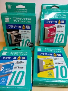 ブラザー　brother エコリカ　互換　インクカートリッジ　LC10C　LC10BKは２個　LC10M　LC10Y　全部で５個　