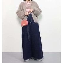 alicia PAGEBOY デニム サイド切替 フレア バギー パンツ インディゴ ワイドパンツ Dカン ロングベルト付き 裾切りっぱなし カットオフ F_画像6