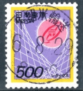 消印満月　電子500円　新型印　久留米輸送　(平成)6.8.29　