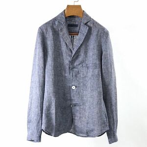 2-DF267【美品】ラルディーニ LARDINI コットン シャツジャケット グレー ネイビー XS メンズ