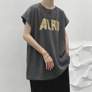 メンズtシャツ ノースリーブティーシャツ 韓国風 大きいサイズ ゆったり 英文字 夏 メンズファッション JUAS025(3色S-3XL)