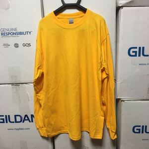 GILDAN ゴールド L サイズ 金 黄色 イエロー ロンT 長袖無地Tシャツ ポケット無し 6.0oz ギルダン