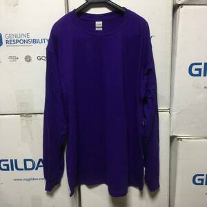 GILDAN パープル L サイズ 紫色 ロンT 長袖無地Tシャツ ポケット無し 6.0oz ギルダン