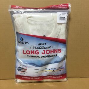 INDERA MILLS ナチュラル M白 ホワイト サーマル 長袖Tシャツ インデラミルズ LONG JOHNS カットソー ロンT 防寒 肌着 インナーヒート 無地