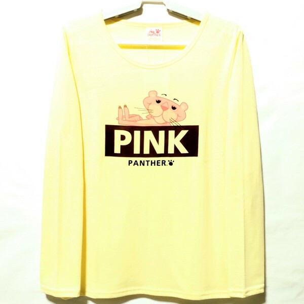 特価/未使用【サイズ=L】PINK PANTHER/ピンクパンサー/レディス/長袖/Tシャツ/胸囲=86～94cm/light.yellow