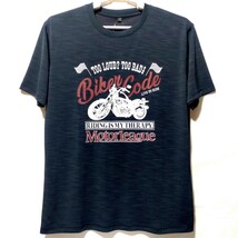 特価/未使用【サイズ=L】バイクプリント/メンズ/半袖/Tシャツ/胸囲=96～104cm/black霜降り_画像1