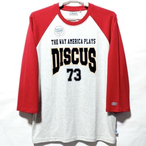 特価/未使用【サイズ=L】DISCUS ATHLETIC/ディスカス アスレチック/メンズ/七分袖/Tシャツ/胸囲=96～104cm/red×杢gray