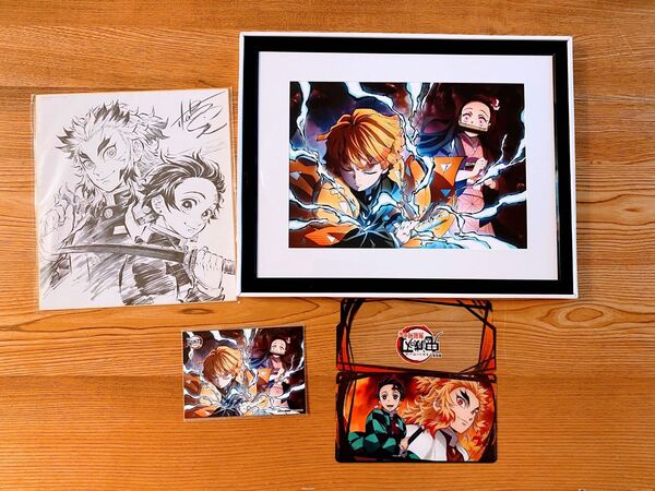 劇場版鬼滅の刃 無限列車編 TSUTAYA限定特典 キャラファイングラフ 描き下ろし色紙 特典4点セット イラスト