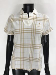 【USED】BURBERRY バーバリー 綿 半袖 シャツ チェック柄 ホワイト系 白 レディース S(実寸M相当) ゴルフウェア