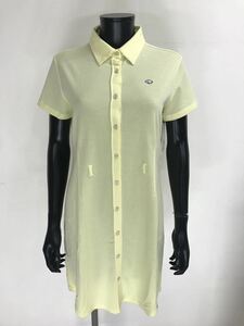 【USED】FIDRA フィドラ 綿 半袖 ポロシャツ ワンピース ロゴ刺繍 イエロー 黄 レディース L ゴルフウェア