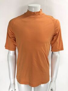 【USED】ASHWORTH アシュワース 綿 ハイネック 半袖 シャツ ロゴ刺繍 オレンジ メンズ M ゴルフウェア