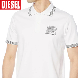 M/新品 DIESEL ディーゼル ロゴ ポロシャツ T-SMITH-D1 メンズ レディース ブランド ベネチア ホワイト
