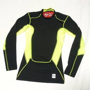 NIKE ナイキ HYPERWARM SHIELD 冬用コンプレッション インナー M◎ハイネック◎黒×ライムイエロー◎保温性良好◎良品 送料無料