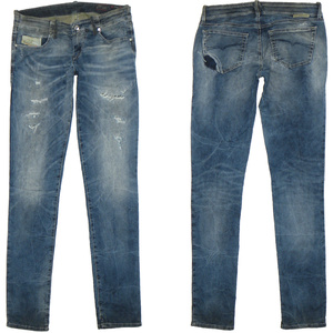 DIESEL GRUPEE-NE 0607W W27 ジョグジーンズ デニムスウェットパンツ クラッシュリペア加工 √Denim+[Sweat/Pants] ディーゼル Grupee