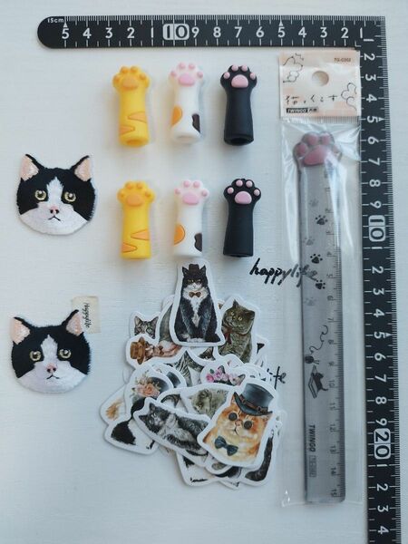 no5ネコ　猫ちゃん刺繍アイロンワッペンまとめグッズ