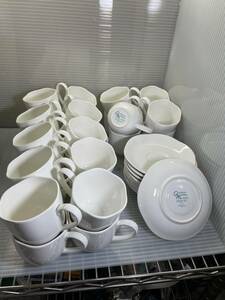 ノリタケ GalerieMaison WHITE CANVAS 9450 ソーサー×11枚 コーヒーカップ×28客 ホテル 飲食店 洋食器 白食器 まとめ売り フラワー型