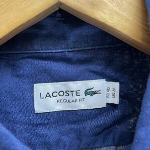 LACOSTE ラコステ ダークネイビー リネン100% 半袖ボタンダウンシャツ サイズ 40 メンズ 紳士REGULAR FITの画像4