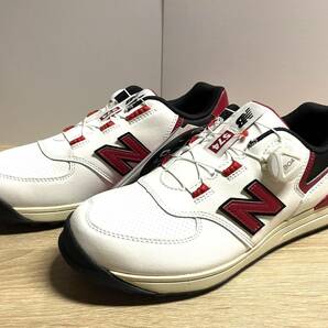 未使用 24.5cm ニューバランスゴルフシューズ UGBS574D 2E ホワイト/レッド new balance