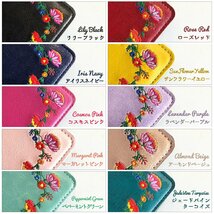 送料無料★AQUOS wish 3 SH-53D A302SH SH-M25 ケース カバー 手帳型 花刺繍 (ローズレッド)_画像2