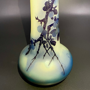 ◆大銘品◆ エミール・ガレ リンボク文花瓶 38cm 被せガラス 酸化腐食彫 Emile galle アールヌーボー 美品 美術品 本物保証の画像5