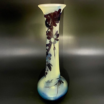 ◆大銘品◆ エミール・ガレ リンボク文花瓶 38cm 被せガラス 酸化腐食彫 Emile galle アールヌーボー 美品 美術品 本物保証_画像2