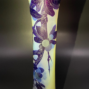 ◆大銘品◆ エミール・ガレ リンボク文花瓶 38cm 被せガラス 酸化腐食彫 Emile galle アールヌーボー 美品 美術品 本物保証の画像8