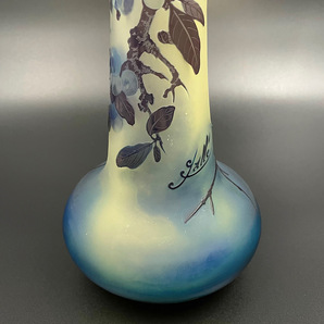 ◆大銘品◆ エミール・ガレ リンボク文花瓶 38cm 被せガラス 酸化腐食彫 Emile galle アールヌーボー 美品 美術品 本物保証の画像6