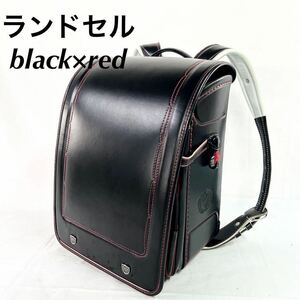 ランドセル black×red ストライプ 男の子 黒 赤 中古品 傷汚れあり 現状販売品【OTNA-248】