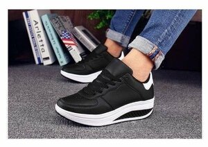 LHK2949* lady's boat type thickness bottom slip-on shoes walking shoes correction shoes sneakers toning running diet walk posture adjustment 