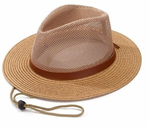 LHK1530★メンズ 麦わら帽子 ストローハット　紫外線対策　UVカット　農作業 通気 　お父さんに