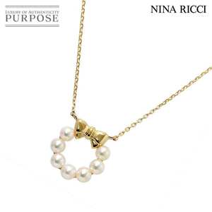  Nina Ricci NINA RICCI Akoya жемчуг 3.3-3.2mm колье 41cm K18 YG желтое золото 750 лента жемчуг Akoya Pearl Necklace 90196630