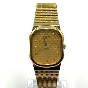 【不動】SEIKO セイコー クォーツ 腕時計 ゴールド文字盤 スクエア レディース Y701-5H50 1D4830の画像3